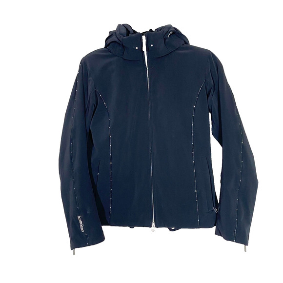 Descente Full Zip Jacket Women's 6 Black Titan Thermo Ion Bodies Hooded Outdoor - Picture 1 of 10